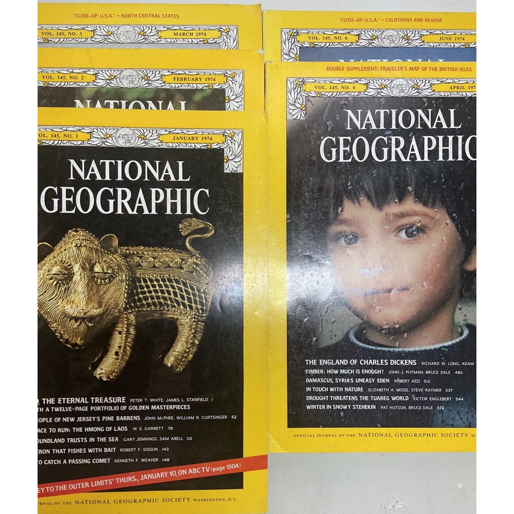 National Geographic 1974 January February March April June w Supplements